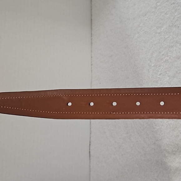 Daniel Cremieux | Men's Leather Brass Sliver Tone Hardware Belt 38 - Picture 10 of 13
